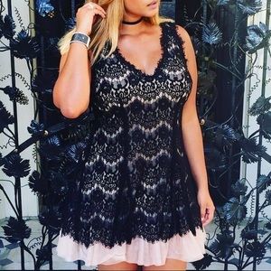 Betsy Adam Black Lace Dress